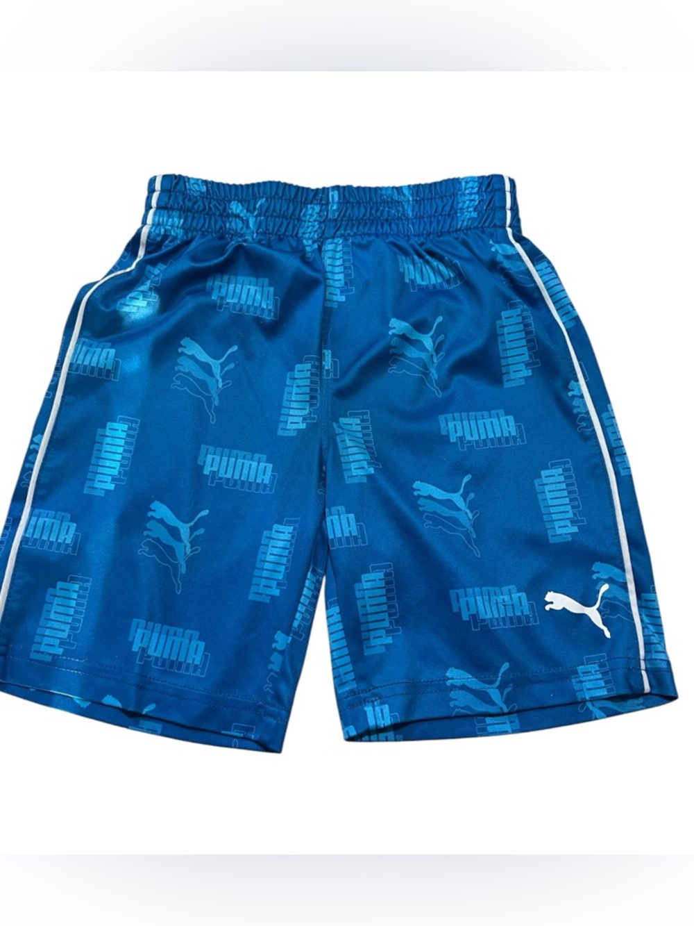Puma Kids Blue Logo Print Athletic Shorts - Picture 2 of 4